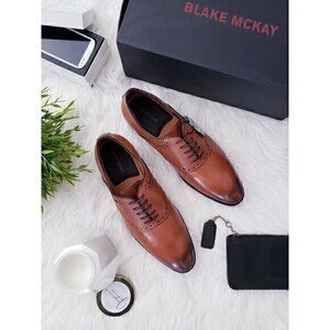 Blake McKay Mens Professional Oxford Cognac Dress Shoe Lewis Saddle Sz 10.5 NEW